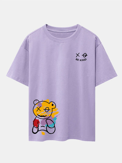 Perfeko™ Oversize T-Shirt – Graffiti Bear Print mit Drop-Shoulder-Design