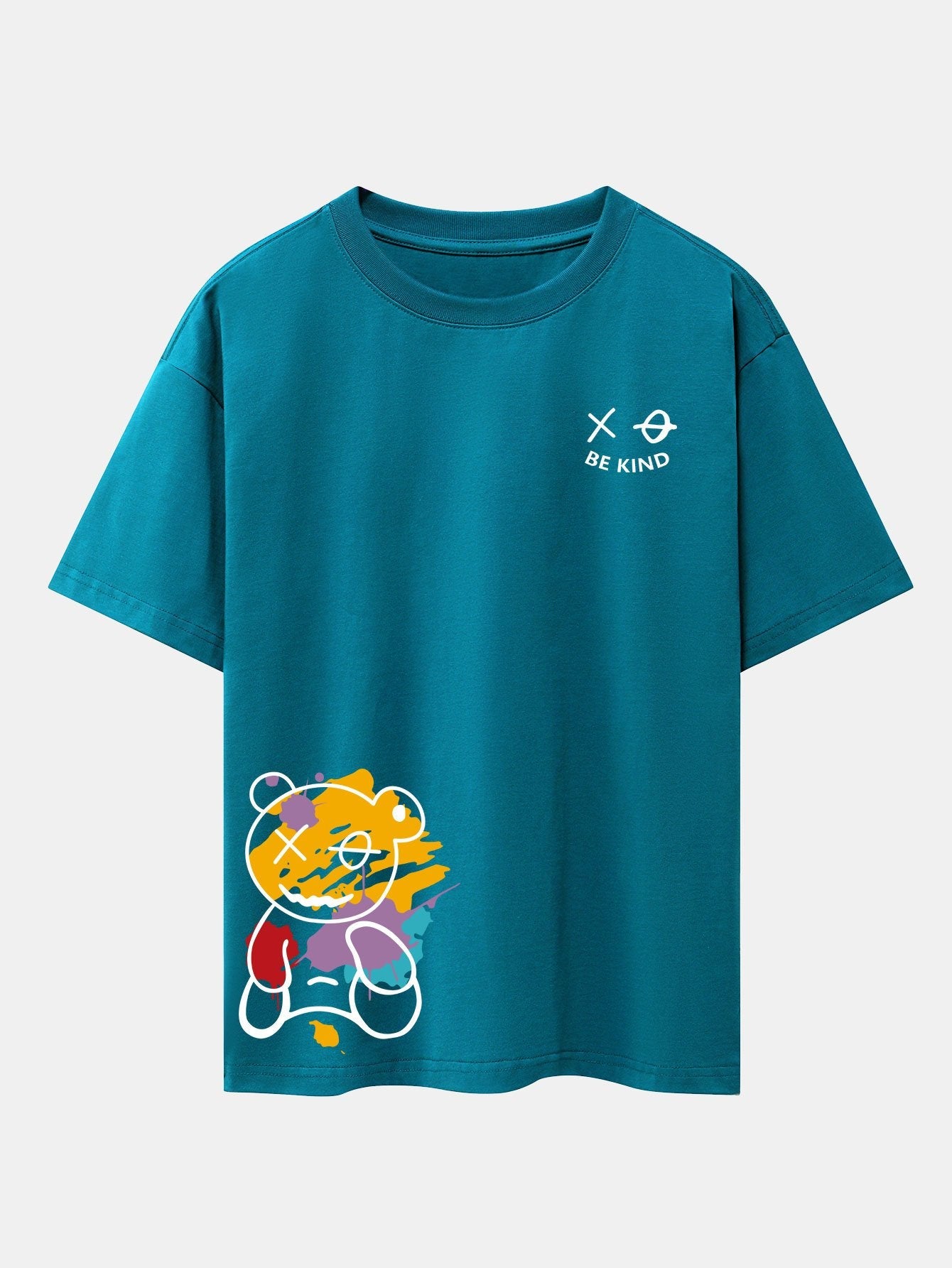 Perfeko™ Oversize T-Shirt – Graffiti Bear Print mit Drop-Shoulder-Design