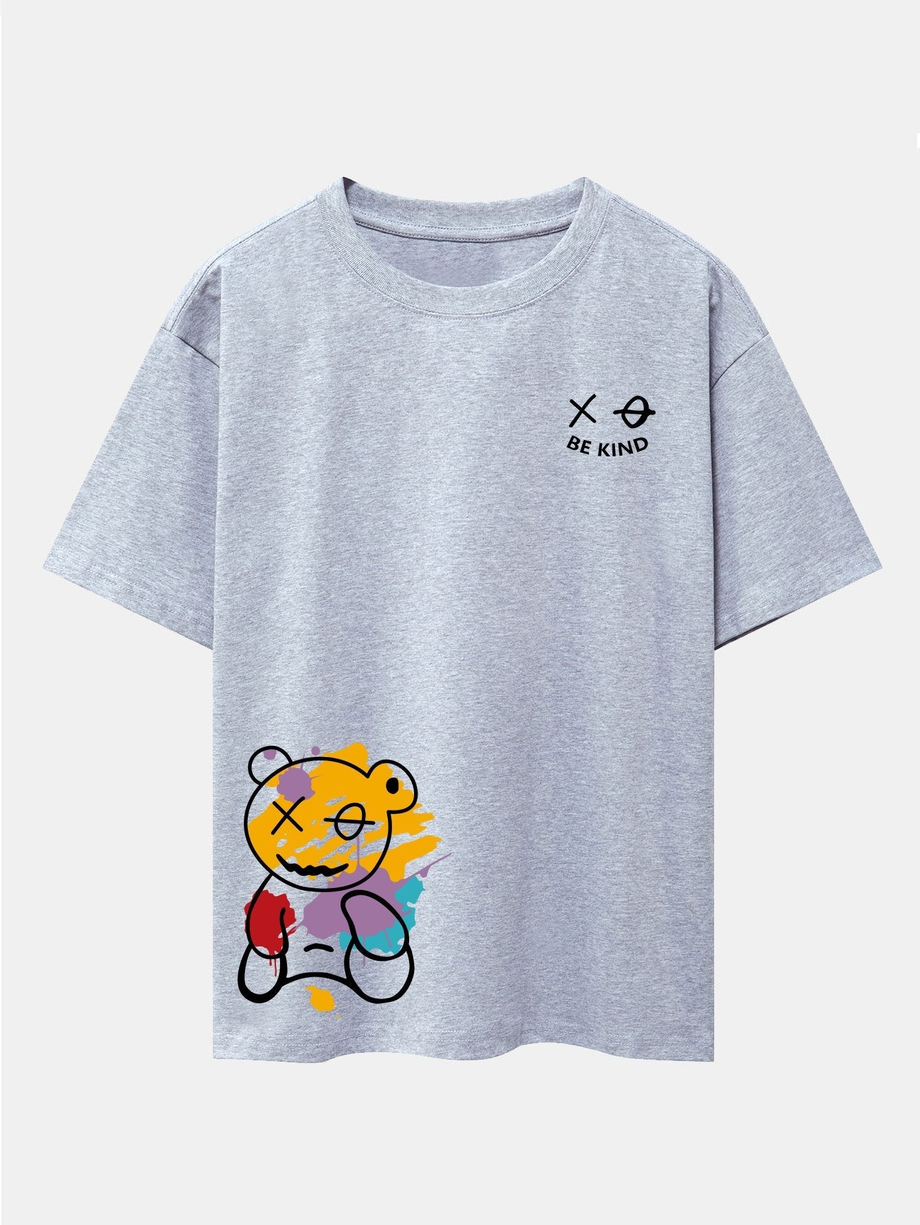 Perfeko™ Oversize T-Shirt – Graffiti Bear Print mit Drop-Shoulder-Design