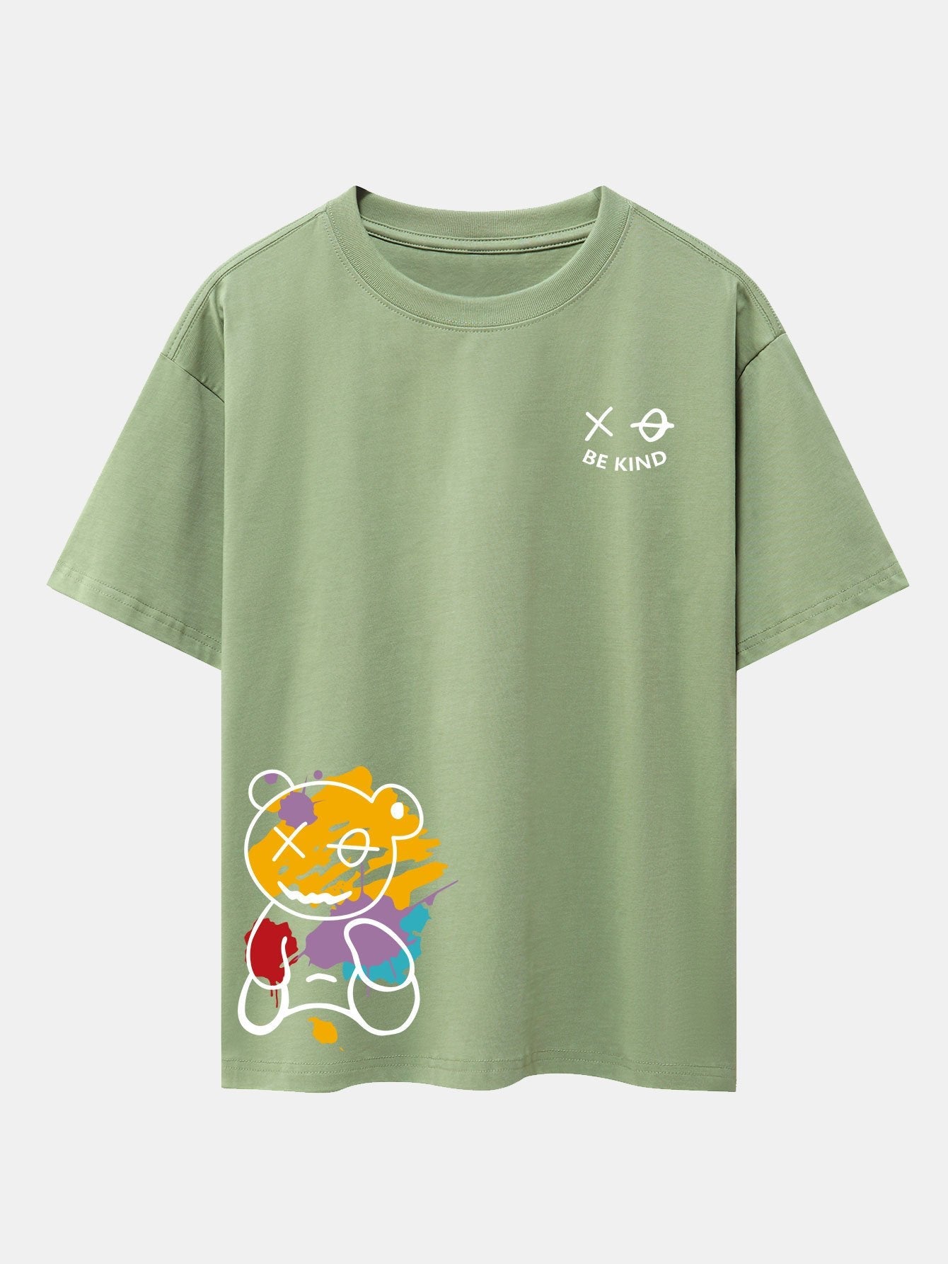 Perfeko™ Oversize T-Shirt – Graffiti Bear Print mit Drop-Shoulder-Design