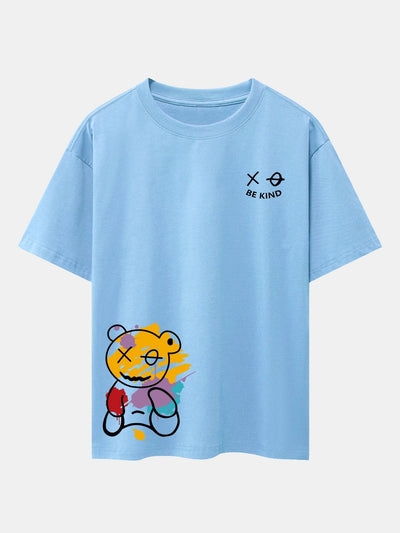 Perfeko™ Oversize T-Shirt – Graffiti Bear Print mit Drop-Shoulder-Design