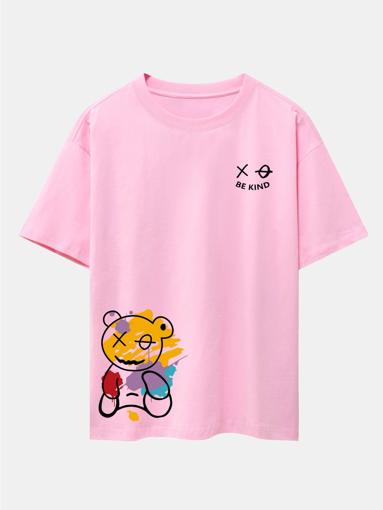 Perfeko™ Oversize T-Shirt – Graffiti Bear Print mit Drop-Shoulder-Design