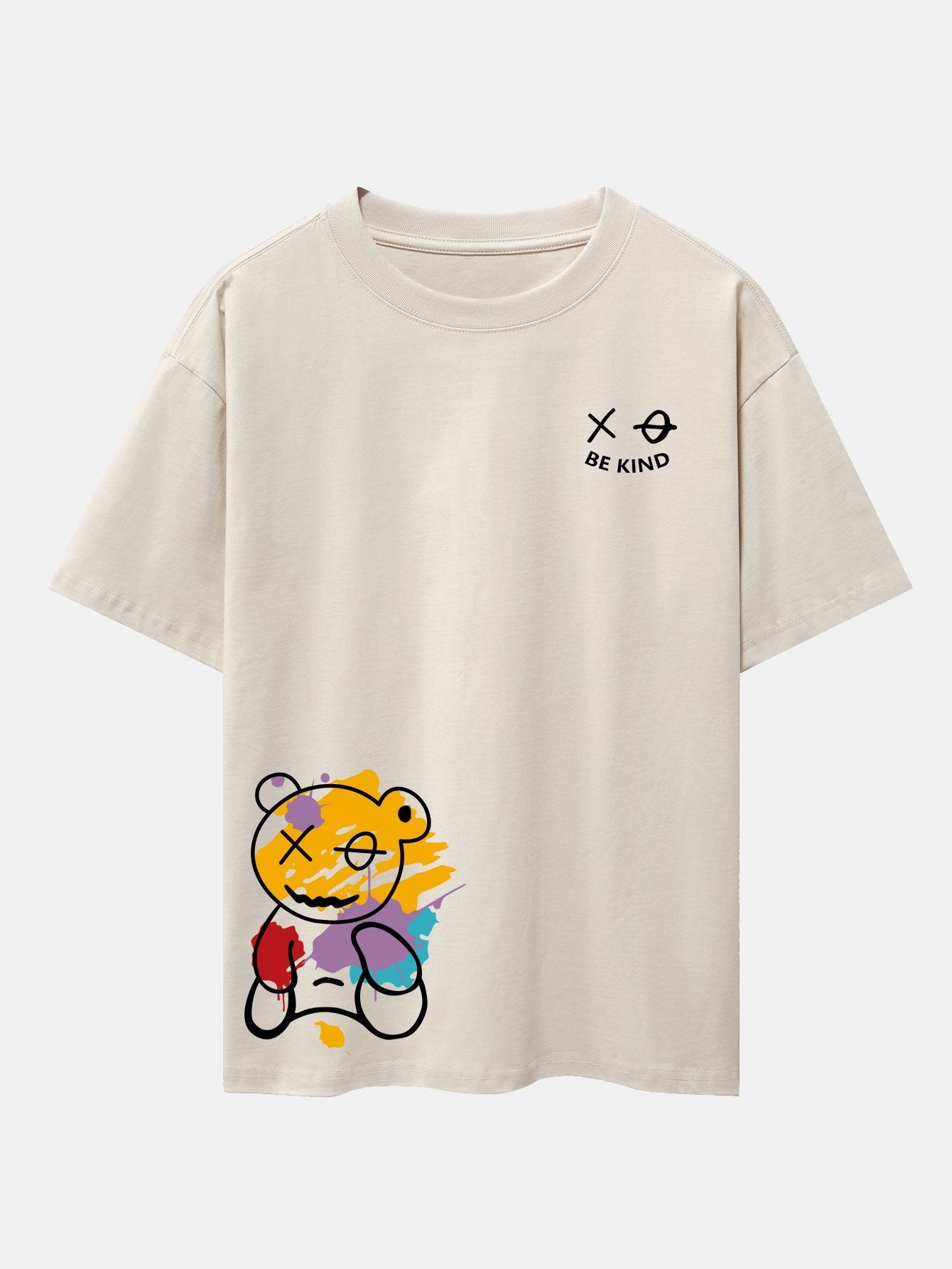 Perfeko™ Oversize T-Shirt – Graffiti Bear Print mit Drop-Shoulder-Design