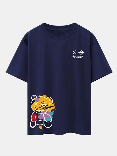 Perfeko™ Oversize T-Shirt – Graffiti Bear Print mit Drop-Shoulder-Design